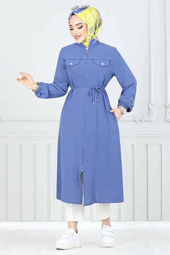 moda selvim Overcoat 9131PL940-M Indigo - Thumbnail