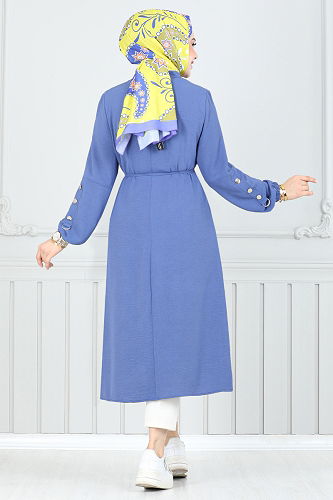moda selvim Overcoat 9131PL940-M Indigo - Thumbnail