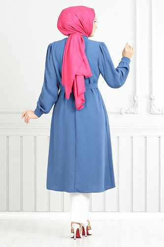 moda selvim Overcoat 9132PL940-M Indigo - Thumbnail