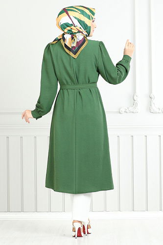 moda selvim Overcoat 9132PL940-M Khaki - Thumbnail