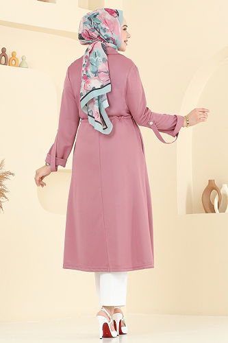 moda selvim Overcoat 9155PLK541 Rose Dried - Thumbnail