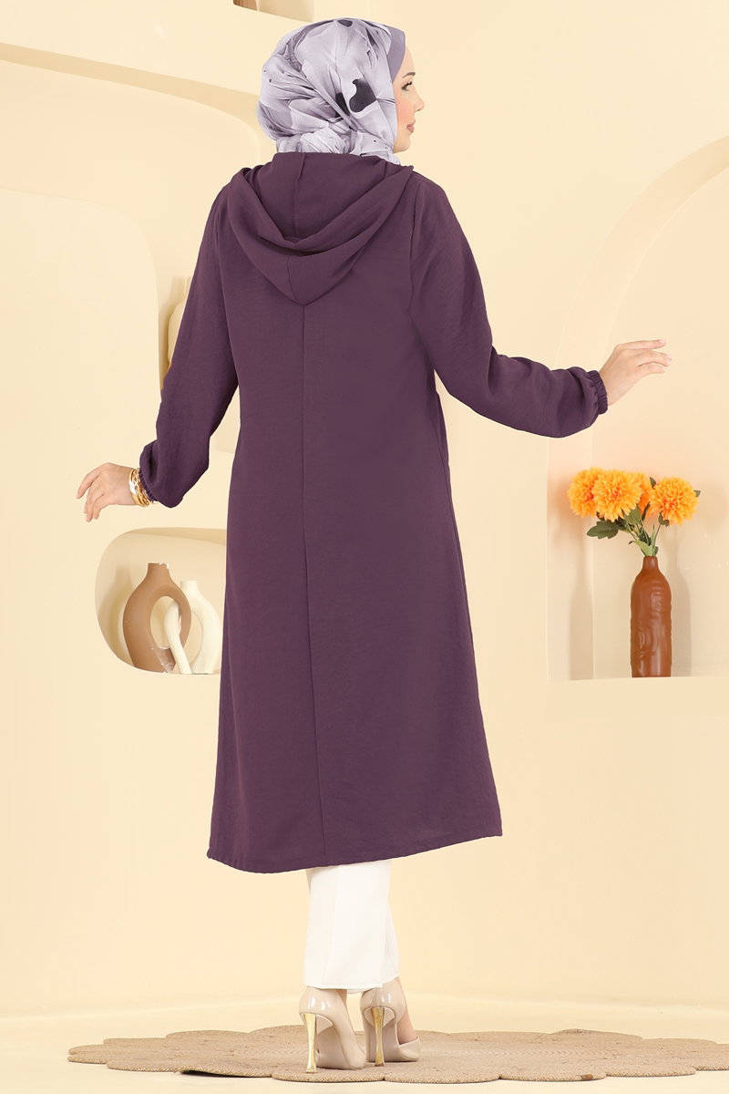Overcoat 9233PLK541 Damson - Moda Selvim