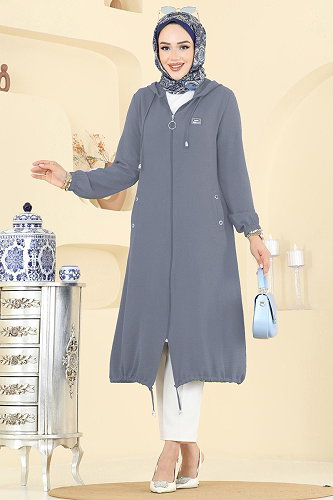 moda selvim Overcoat 9233PLK541 Dark Gray - Thumbnail