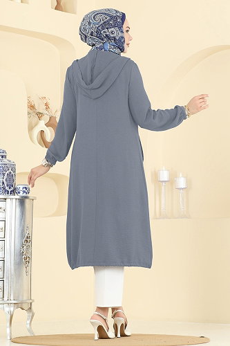 moda selvim Overcoat 9233PLK541 Dark Gray - Thumbnail