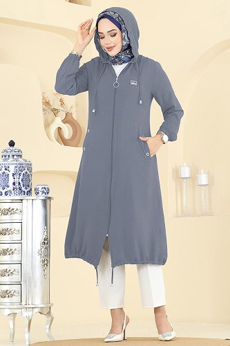 moda selvim كاب رمادي غامق 9233PLK541 - Thumbnail