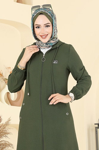 moda selvim كاب أخضر عفني غامق 9233PLK541 - Thumbnail
