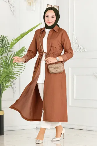 moda selvim Overcoat 9347MZ203 Biscuit - Thumbnail