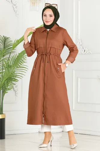 moda selvim Overcoat 9347MZ203 Biscuit - Thumbnail