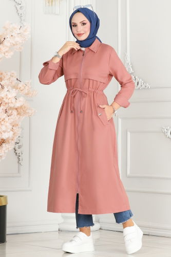 moda selvim Overcoat 9347MZ203 Rose Dried - Thumbnail