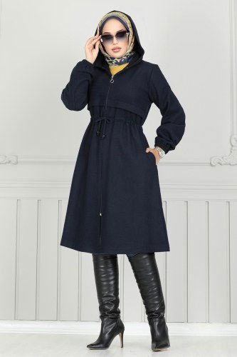 moda selvim Overcoat 0503BG354 Navy Blue - Thumbnail