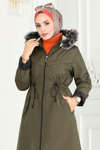 moda selvim Overcoat / Coat 0826MSA980 Khaki - Thumbnail