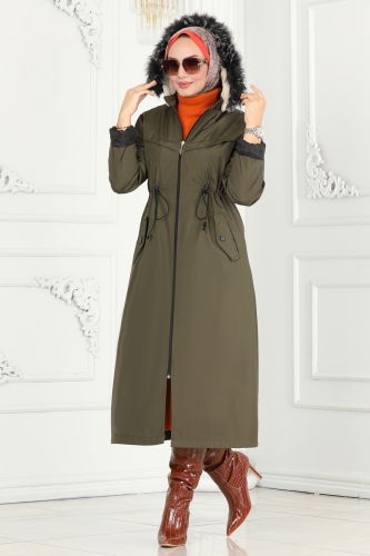 moda selvim Overcoat / Coat 0826MSA980 Khaki - Thumbnail