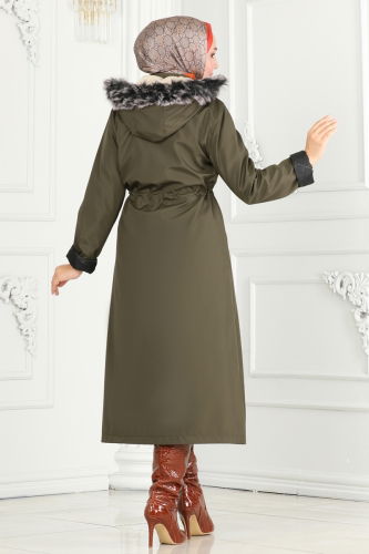 moda selvim Overcoat / Coat 0826MSA980 Khaki - Thumbnail