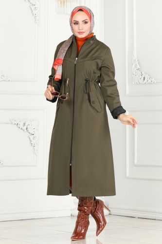 moda selvim Overcoat / Coat 0826MSA980 Khaki - Thumbnail