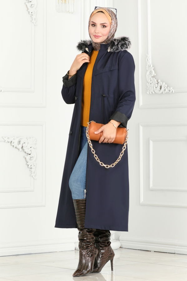 Overcoat / Coat 0826MSA980 Navy Blue - 2