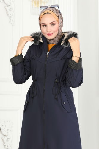 moda selvim Overcoat / Coat 0826MSA980 Navy Blue - Thumbnail