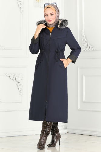 moda selvim Overcoat / Coat 0826MSA980 Navy Blue - Thumbnail