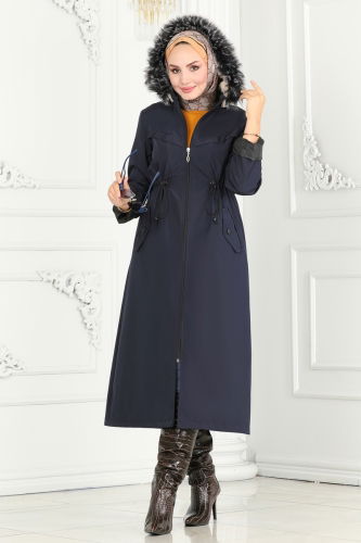 moda selvim Overcoat / Coat 0826MSA980 Navy Blue - Thumbnail