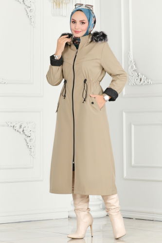 moda selvim Overcoat / Coat 0826MSA980 Stone - Thumbnail