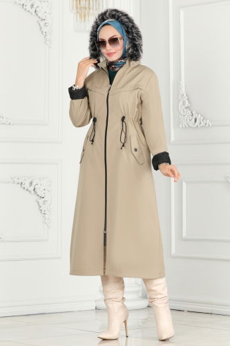 moda selvim Overcoat / Coat 0826MSA980 Stone - Thumbnail