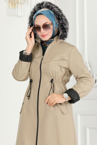 moda selvim Overcoat / Coat 0826MSA980 Stone - Thumbnail