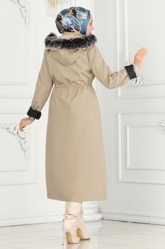 moda selvim Overcoat / Coat 0826MSA980 Stone - Thumbnail