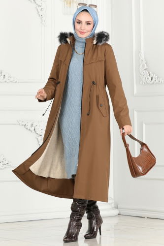 moda selvim Overcoat / Coat 0826MSA980 Tan - Thumbnail