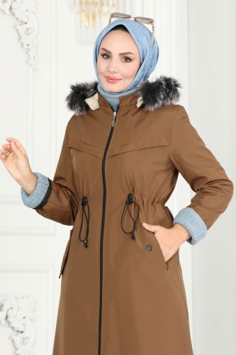 moda selvim Overcoat / Coat 0826MSA980 Tan - Thumbnail