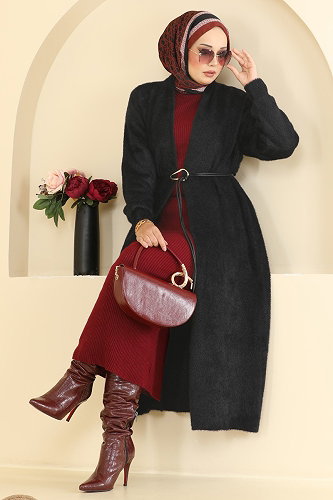 moda selvim Overcoat / Coat 202654FNM1211 Black - Thumbnail