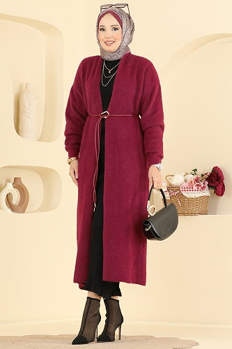 moda selvim Overcoat / Coat 202654FNM1211 Burgundy - Thumbnail