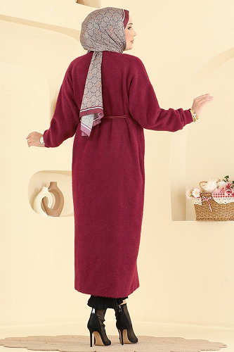 moda selvim Overcoat / Coat 202654FNM1211 Burgundy - Thumbnail