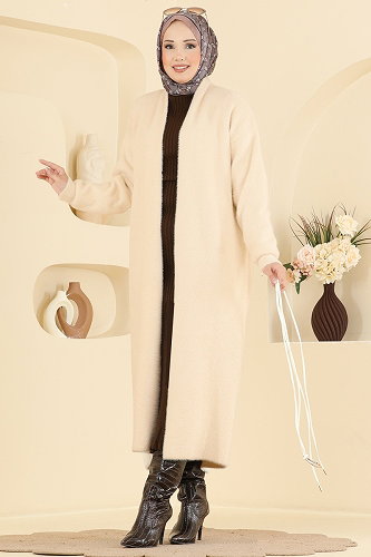 moda selvim Overcoat / Coat 202654FNM1211 Stone - Thumbnail