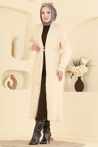moda selvim Overcoat / Coat 202654FNM1211 Stone - Thumbnail