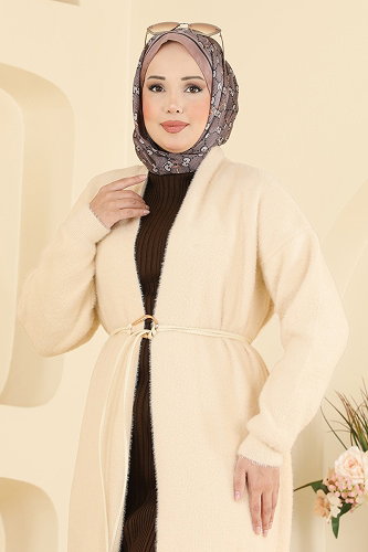 moda selvim Overcoat / Coat 202654FNM1211 Stone - Thumbnail
