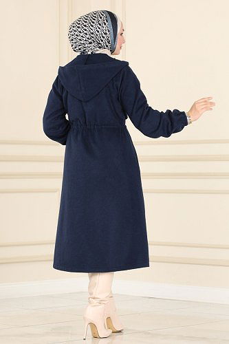 moda selvim Overcoat / Coat 2045BG354 Navy Blue - Thumbnail