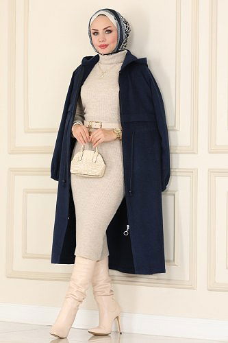 moda selvim Overcoat / Coat 2045BG354 Navy Blue - Thumbnail