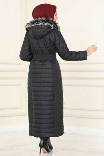 moda selvim Overcoat / Coat 2511SVT808 Black - Thumbnail