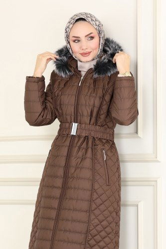 moda selvim Overcoat / Coat 2511SVT808 Brown - Thumbnail