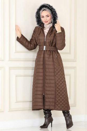 moda selvim Overcoat / Coat 2511SVT808 Brown - Thumbnail