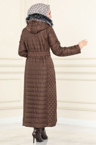 moda selvim Overcoat / Coat 2511SVT808 Brown - Thumbnail