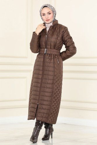 moda selvim Overcoat / Coat 2511SVT808 Brown - Thumbnail