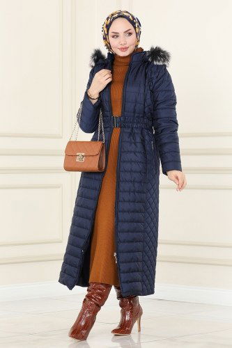 S.V.T. - Overcoat / Coat 2511SVT808 Navy Blue