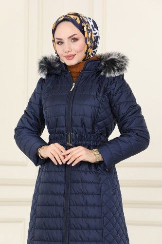 moda selvim Overcoat / Coat 2511SVT808 Navy Blue - Thumbnail