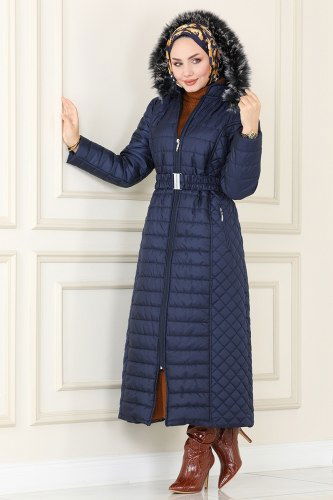 moda selvim Overcoat / Coat 2511SVT808 Navy Blue - Thumbnail