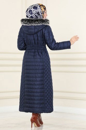 moda selvim Overcoat / Coat 2511SVT808 Navy Blue - Thumbnail