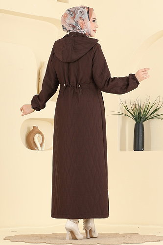 moda selvim Overcoat / Coat 3016DFL152 Bitter Brown - Thumbnail