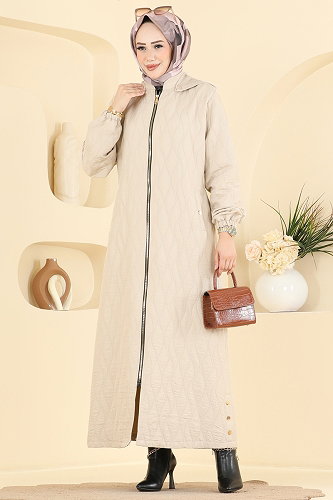 moda selvim Overcoat / Coat 3016DFL152 Stone - Thumbnail