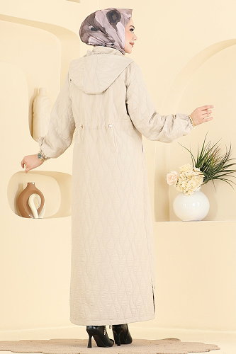 moda selvim Overcoat / Coat 3016DFL152 Stone - Thumbnail