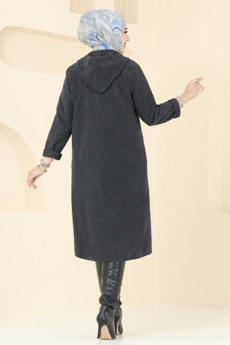 moda selvim Overcoat 3033KTR750 Black - Thumbnail