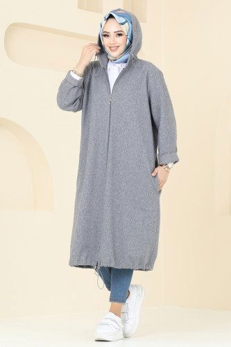 moda selvim Overcoat 3033KTR750 Gray - Thumbnail